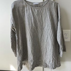 Linenfox Harper tunic in grey stripe linen